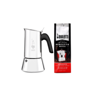 Bialetti New Venus 6 koppar espressokanna inkl. malet kaffe 250 g