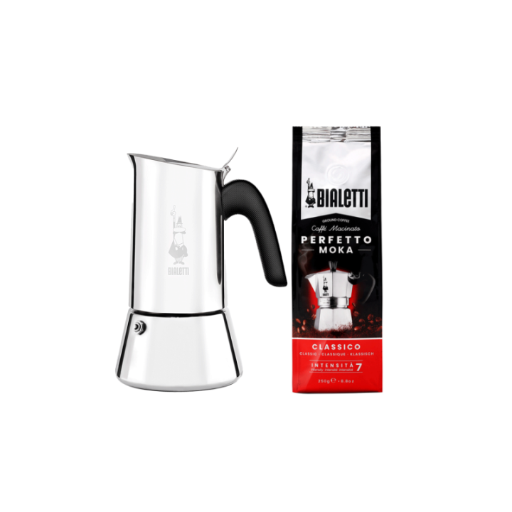 Bialetti New Venus 6 koppar espressokanna inkl. malet kaffe 250 g