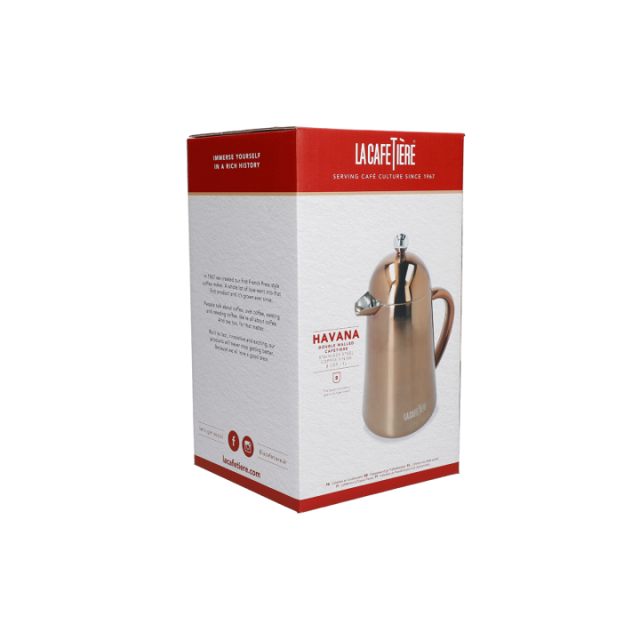 La Cafetière Havana 8 koppar stempelkanna i koppar