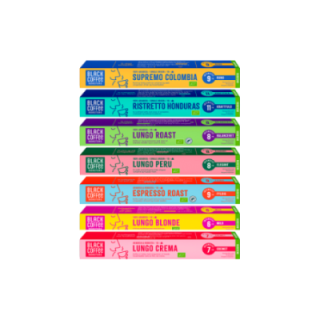 Black Coffee Roasters Mixpaket Ekologiska Kaffekapslar 7x10 st