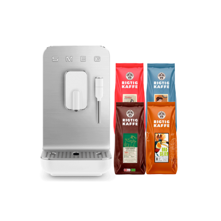 Smeg BCC12WHMEU Vit inkl. 1,8kg Rigtig Kaffe Mixpaket Kaffebönor