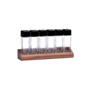 Normcore kaffebehållarset om 6 st. med hållare i valnöt