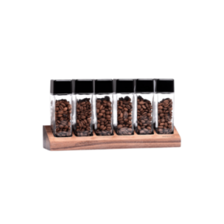 Normcore kaffebehållarset om 6 st. med hållare i valnöt