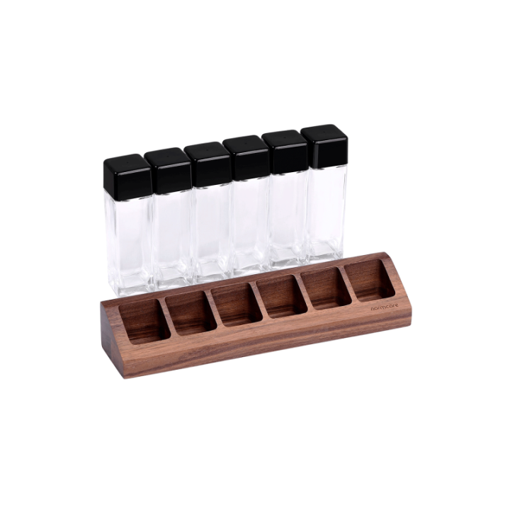 Normcore kaffebehållarset om 6 st. med hållare i valnöt