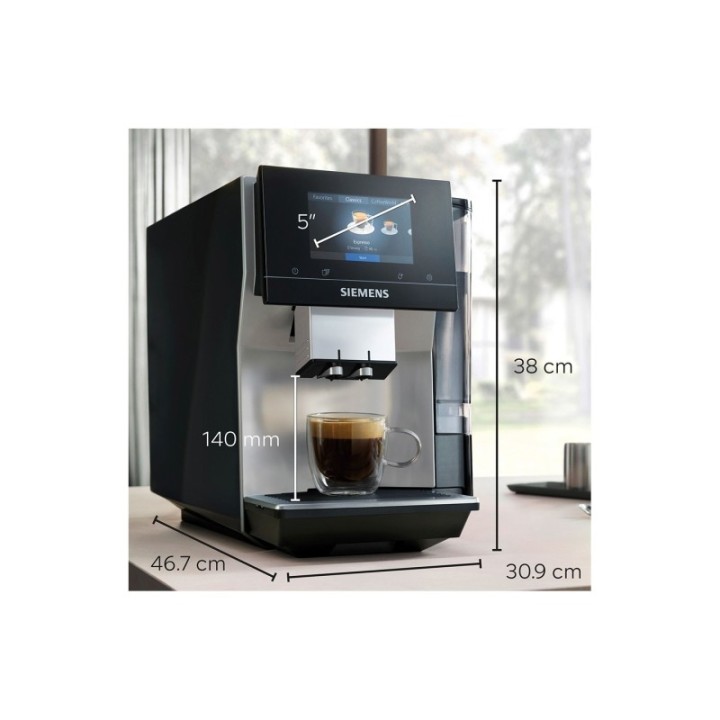 Siemens TP715R07 EQ700 Inox Silver Metallic Espressomaskin Inkl. Mjölkbehållare Glas 0,7 L