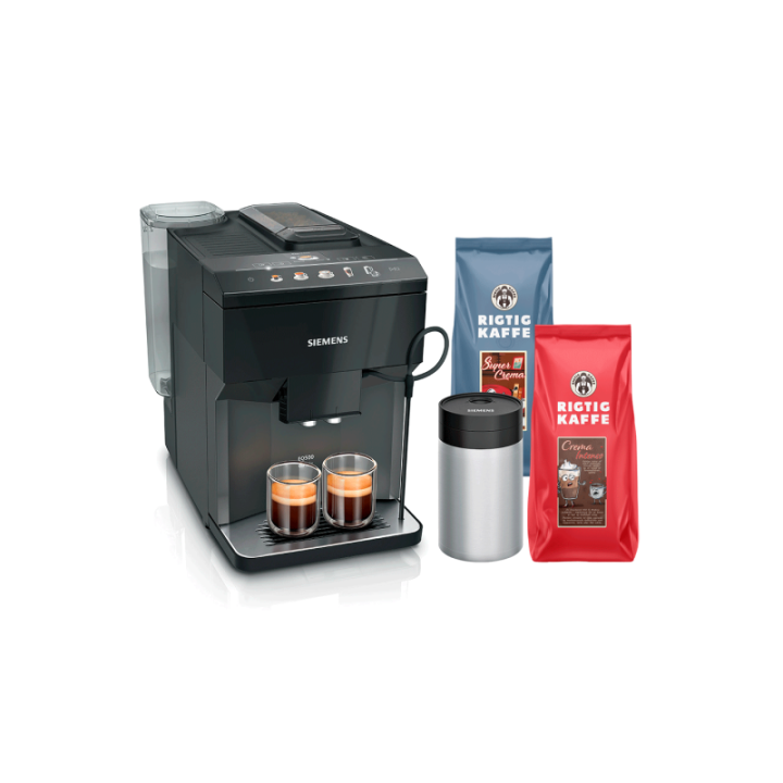 Siemens TP511R09 EQ500 Espressomaskin inkl. mjölkbehållare & 2kg Rigtig Kaffe Hela kaffebönor