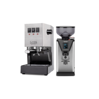 Gaggia Classic E24 Stål Espressomaskin Inkl. Gaggia MDF 55 Chrome Espressokvarn