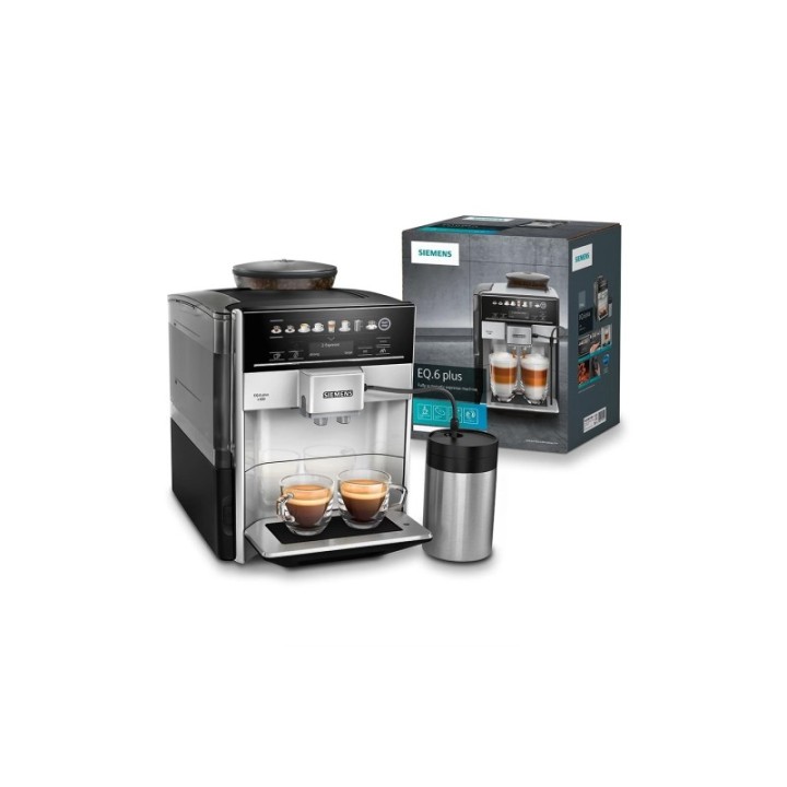 Siemens TE653M11RW EQ6 Plus s300 Espressomaskine Inkl. Mælkebeholder & 2 kg Rigtig Kaffe Hele kaffebønner