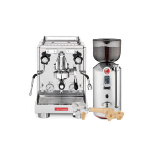 La Pavoni New Botticelli Evolution LPSBVS03EU Espressomaskine Inkl. Prosumer LPGGRI01EU Espressokværn, Portafilter & Greb Egetræ