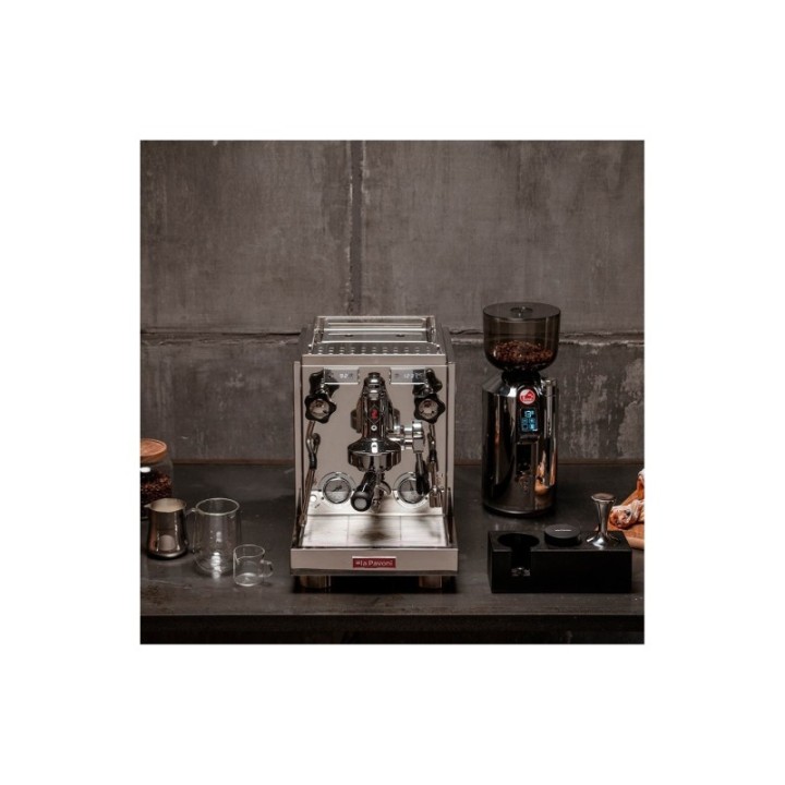 La Pavoni New Botticelli Evolution LPSBVS03EU Espressomaskine Inkl. Prosumer LPGGRI01EU Espressokværn, Portafilter & Greb Valnød
