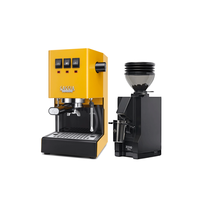Gaggia Classic E24 Sunshine Yellow Espressomaskine Inkl. Eureka Mignon Zero 55s Mat Sort Espressokværn