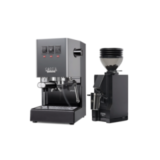Gaggia Classic E24 Grå Espressomaskine Inkl. Eureka Mignon Zero 55s Mat Sort Espressokværn