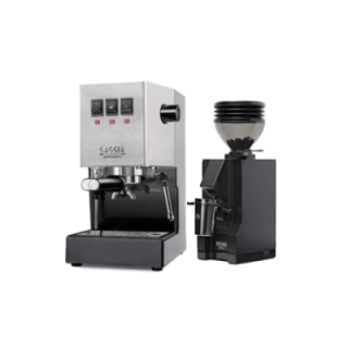 Gaggia Classic E24 Stål Espressomaskine Inkl. Eureka Mignon Zero 55s Mat Sort Espressokværn