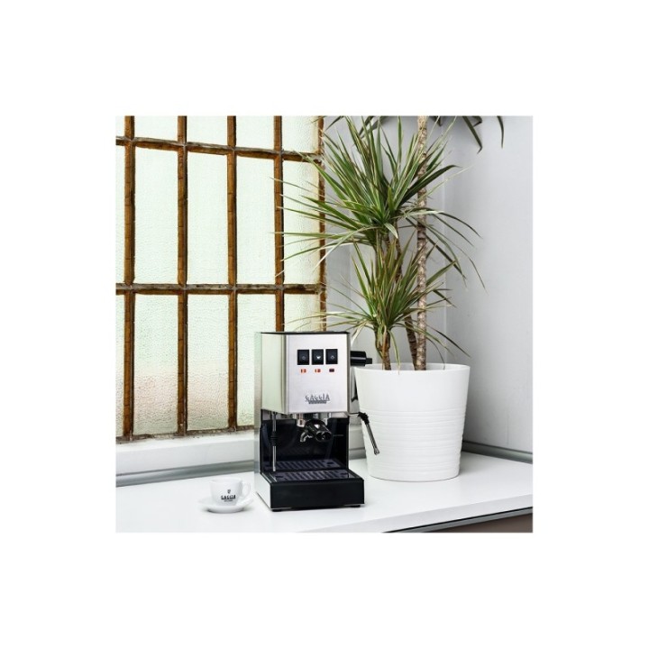 Gaggia Classic E24 Stål Espressomaskine Inkl. Eureka Mignon Zero 55s Mat Sort Espressokværn