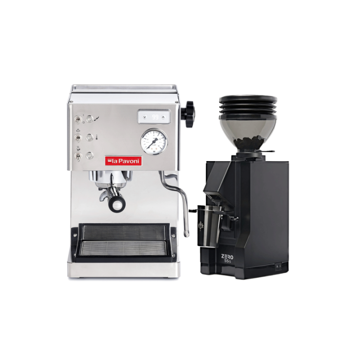 La Pavoni Casa Bar PID Stål LPMCBS02EU Espressomaskine Inkl. Eureka Mignon Zero 55s Mat Sort Espressokværn