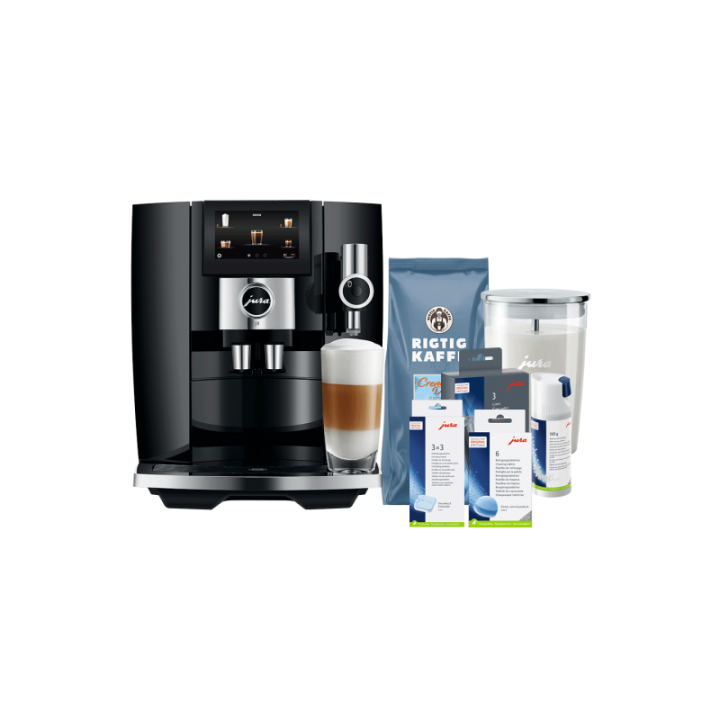 Jura J8 (EA) Piano Black Espressomaskine Inkl. Startpakke, Plejepakke, Filtre, Mælkebeholder & 1kg Dolce Crema