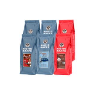 Rigtig Kaffe Bestseller Mixpakke 6kg Hele kaffebønner