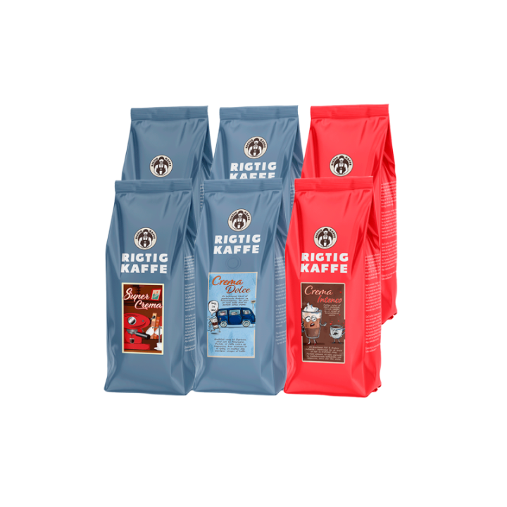 Rigtig Kaffe Bestseller Mixpakke 6kg Hele kaffebønner