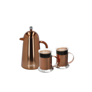 La Cafetière Havana 3 Kop. Stempelkande Kobber Inkl. La Cafetière Krus 30 cl 2 Stk Kobber