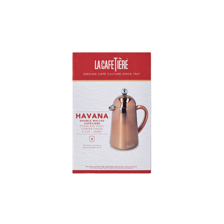La Cafetière Havana 3 Kop. Stempelkande Kobber Inkl. La Cafetière Krus 30 cl 2 Stk Kobber