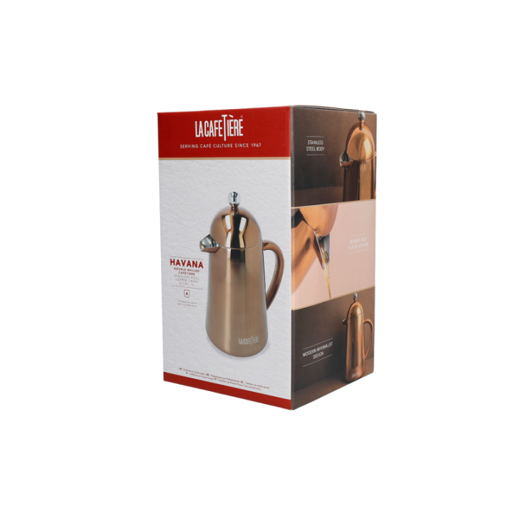 La Cafetière Havana 8 Kop. Stempelkande Kobber Inkl. La Cafetière Krus 30 cl 2 Stk Kobber