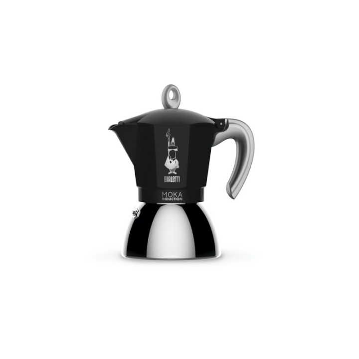 Bialetti Moka Induktion 4 Kop. Espressokande Sort Inkl. Club House Tulipano Espresso m. Underkop Mat Brun 7 cl 2 Stk