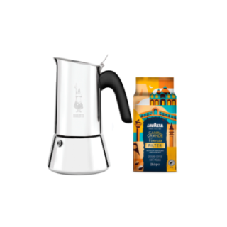 Bialetti Venus Elegance 6 Kop. Espressokande Stål Inkl. Lavazza Tales of Italy Canal Grande 226,8g Formalet kaffe