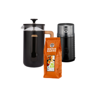 La Cafetière Pisa 8 Kop. Stempelkande Sort Inkl. House of Barista Elektrisk Kaffemølle & Rigtig Kaffe 400g Hele kaffebønner