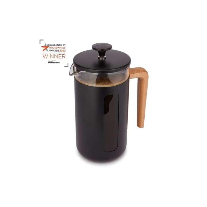 La Cafetière Pisa 8 Kop. Stempelkande Sort Inkl. House of Barista Elektrisk Kaffemølle & Rigtig Kaffe 400g Hele kaffebønner