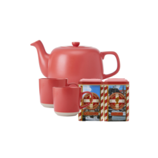 La Cafetière 1,2 L Tebrygger Inkl. Krus 35 cl 2 Stk Rød & Østerlandsk Thehus Pyramidetebreve 24 stk