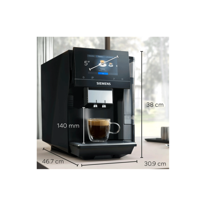 Siemens TP713R19 EQ700 Classic Piano Sort Espressomaskine Inkl. Siemens Mælkebeholder Glas 0,7L